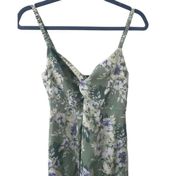 Abercrombie and Fitch Twist Front Sage Floral Midi Dress Size XS Summer Wedding - Picture 4 of 8